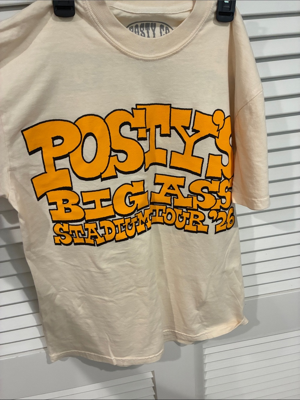 Posty’s Big Ass Stadium Tour '26 Graphic Tee - Cream/Yellow. Never worn